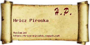 Hricz Piroska névjegykártya